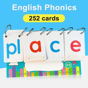 252Pcs angļu Phonics+1gb Turētājs Kalendāra Flash Karti Vārdu Kartēm, Agrīnās Izglītības Rotaļlietas Bērniem Mācīt Bērniem, Montessori
