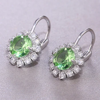 BIJOX STĀSTS šarmu auskari sievietēm, 925 sudraba rotaslietas apaļas formas emerald dārgakmeņiem piliens auskari kāzu jubilejā