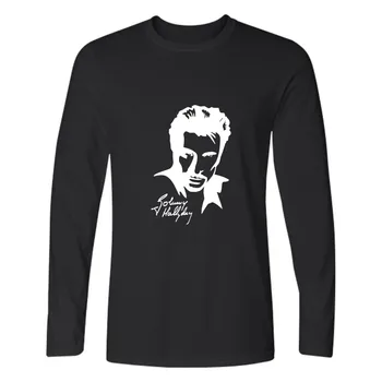 Johnny Hallyday T T Krekls vīriešiem 2019 Francija Mucisian o-veida kakla garām piedurknēm T-krekls streetwear Mūzikas Dziedātājs Brīvs T Krekli, Topi