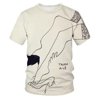 3D LĪNIJAS MĀKSLAS Melnā un Baltā Personības līnijas mākslas Modelis T-krekls Vasaras vīriešu /sieviešu T-krekls modes Unisex Smieklīgu t kreklu
