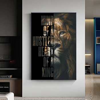 Lauva ar Iedvesmojošiem Vārdiem Sienas Audekls Mākslas Glezniecības Plakāti un Izdrukas uz Audekla Mākslas Ainu, viesistaba, Mājas Dekoru