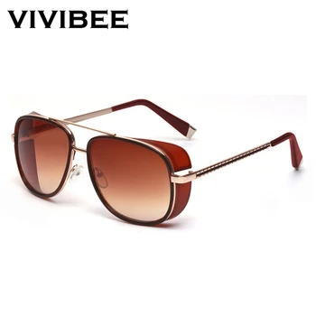 VIVIBEE 2019 Trending Tonijs Stārks Vīriešu Saulesbrilles Vintage Dizainers Sarkana Lēca, Saules Brilles Sievietēm Retro Laukumā Toņos