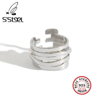 S'STEEL Dizainers Gredzeni Sievietēm 925 Sterling Sudraba Korejas Minimālisma Personalizētu Atvērt Gredzenu Joyas De Plata 925 Mujer Juvelierizstrādājumi