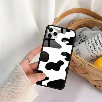 Rozā govs drukāt Telefonu Gadījumā Rūdīts stikls iPhone 11 12 mini pro XS MAX 8 7 Plus X XS XR