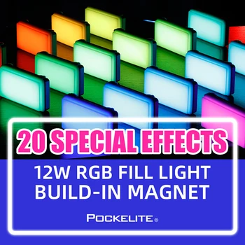 Falcon Eyes 12W Mini Kabatas RGB LED Gaismas Kameru Portatīvās Video/Studio/Youtube/Vlog Fotogrāfija Apgaismojums Aizpildīt Lampas F7