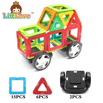 23Pcs Liela Izmēra Magnētisko Celtniecības Bloki 3D DIY Bērnu Rotaļlietu Automobiļu Būvniecības Modeļiem, kas Apgaismo Ķieģeļi Magnētisko Bloki Rotaļlietas Bērniem