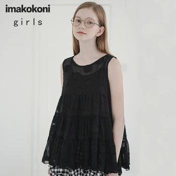 Imakokoni šifona polka dot bez piedurknēm oriģināls Japāņu krekls 2019 jaunu veste sieviešu vasaras valkāt 192660