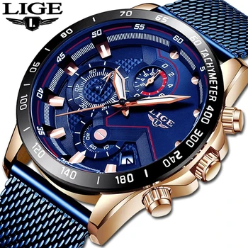 LIGE 2019 Vīriešu Pulksteņi Top Zīmola Luksusa Ūdensizturīgs Modes Skatīties Kvarca Skatīties Vīriešu Sporta Chronograph reloj hombre dropshipping
