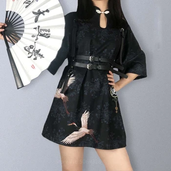 Modes Cheongsam Kleita Qipao Ķīniešu Sievietes Retro Slim Modes Īss Austrumu Gadījuma Tradicionālo Puse Kleita Streetwear Brīvs