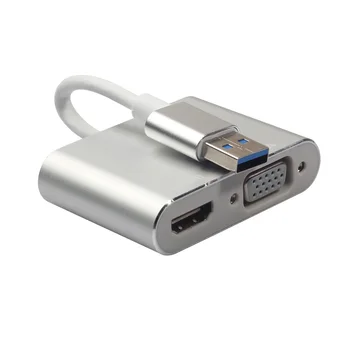 Portatīvo USB 3.0 VGA Adapteri 1080P Multi-Display 2in1 USB uz HDMI-saderīgam Konvertors, Audio Video Kabelis Windows 7/8/10