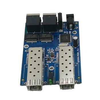 Gigabit Ethernet fiber slēdzis 2 RJ45 UTP 2 SFP optisko Gigabit Šķiedru Optiskie Media Converter 2SC 2RJ45 Ethernet 10/100/1000M PCB