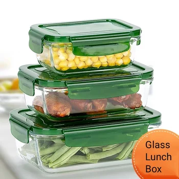 Portatīvo Veselīgu Stikla Pusdienas Kaste Bento Kastes, Mikroviļņu Dinnerware Pārtikas Uzglabāšanas Tvertnes Foodbox Stikla Bļodas