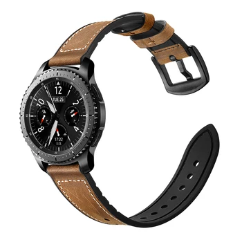 Leathe+silikona sporta siksnu Samsung Rīku S3 Pierobežas/Classic skatīties 46mm watchband aproce plaukstas 22mm datumi nomaiņa jostas