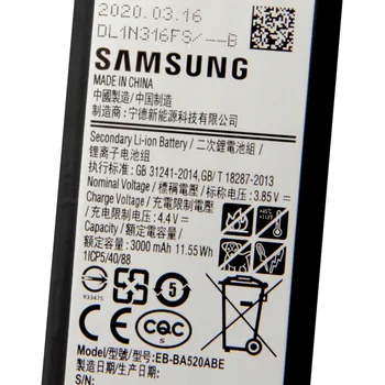 SAMSUNG Oriģinālā Rezerves Akumulatoru EB-BA520ABE Samsung Galaxy A5 Līdz 2017. Izdevums A520F SM-A520F Autentisks 3000mAh Akumulators
