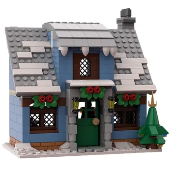 Ziemas Ciems, Māja Modeli, Celtniecības Bloki Pilsētas Street View Holiday Arhitektūras Ķieģeļi Bērniem DIY Rotaļlietas Bērniem Ziemassvētku Dāvanas
