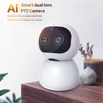 AI Dual Len Tālummaiņas Bezvadu IP Kamera, WiFi IS Nakts Redzamības Balss Zvanu Baby Monitor Smart Home Drošības Novērošanas Kameras