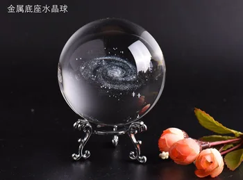 6/8cm Diametrs Pasaulē Galaxy Miniatūras Crystal Ball 3D Lāzera Iegravēts Kvarca Stikla Bumba Sfēras Mājas Dekorēšanas Piederumi Dāvanas