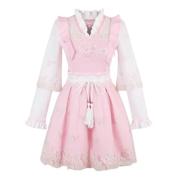 Princese sweet lolita kleita Rudens ziemas stila Japāna Sweet Princess mežģīņu izšūšanas Ķīniešu vēja uzlabošanas kleita C22CD7217