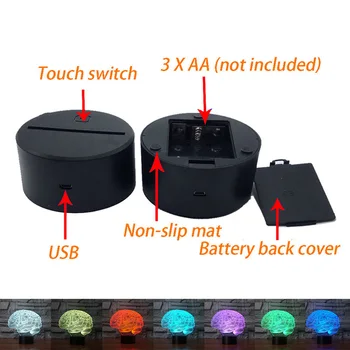 7 Krāsu Viļņu Kaķu Pastaigu Lampas 3D Led Nakts Apgaismojums Bērniem Touch USB Galda Lampe Bērnu Miega Nightlight Ar Slēdzi