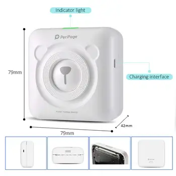 PeriPage Mini Portatīvo termoprinteri Rokas Foto Printeri 58 Mm, Drukāšanas Bezvadu Bluetooth Mini Android, IOS Printeriem