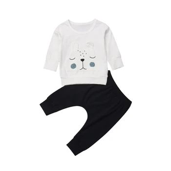 Ziemas Tops Jaundzimušo Bērnu Zēnu Drēbes Gudrs Jauki Lāču Silts T-krekls, Bikses Apģērbs, Apģērbu Komplekts Drēbes Ikdienas Valkāšanai
