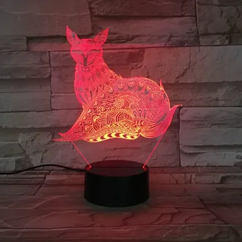 3D Fox Lampas LED Nightlight ar Touch Galda Lampa, kā Bērniem Dāvanas, 7 Krāsas, Mainīt Mājas Puse Dekori USB, Vai Akumulatora Piegādes Lampas