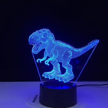 LED 3D Nakts Gaismas lampa Dinozauru 3D Vizuālo Lampu Optiskā Ilūzija Bērniem Galda Apgaismojums 7 Krāsu Maiņa 3D Gaismas Ķermeņi,