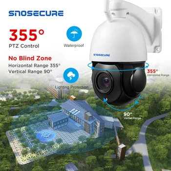 SNOSECURE 5MP 20X Tālummaiņa, HD IP CCTV Camera POE WiFi Ūdensizturīgs Āra WiFi PTZ Drošības Bezvadu IS Cam PTZ Ātrums Dome Onvif