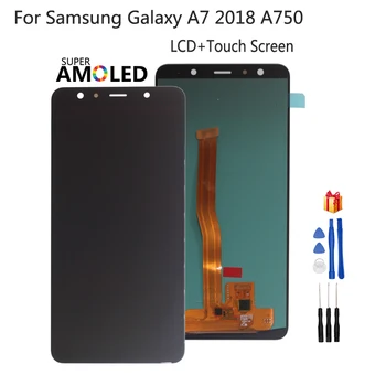 Samsung Galaxy A7 2018 A750 A750F LCD Displejs SM-A750F A750FN A750G Incell Amoled skārienekrāns Digitizer Montāža Ekrāns LCD