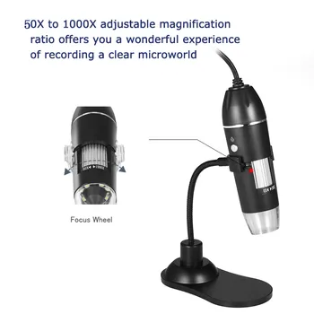 1000X Digitālo Mikroskopu 8-LED USB Mikroskops ar Mobilo Tālruni Mikroskopu 0.3 MP Kameras Statīva Turētājs Viedtālrunis Pārbaudes Rīki