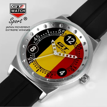 GT Skatīties Vīriešu Modes Zīmolu Pulksteņi, Vācija Karoga F1 Sporta Pulksteņi Silikona Siksniņa Kvarca Skatīties relogio masculino reloj hombre