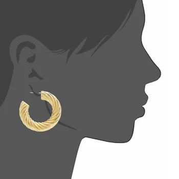 VAROLE Lielu Vintage Savītas Līnijas Stīpas Auskari Zelta krāsā Earings Aplis Auskari Sievietēm, Rotaslietas Oorbellen Brincos