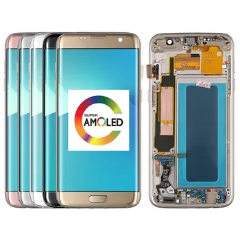 5.5 collu Super AMOLED LCD Samsung Galaxy S7 Malas G935F G935FD LCD+Touch Screen Digitizer Montāža Rezerves Daļas