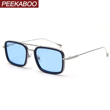 Peekaboo uv400 polarizētās saulesbrilles, vīriešu kvadrātveida metāla rāmis zvejas braukšanas taisnstūrveida brilles sievietēm ir 2021. augstas kvalitātes
